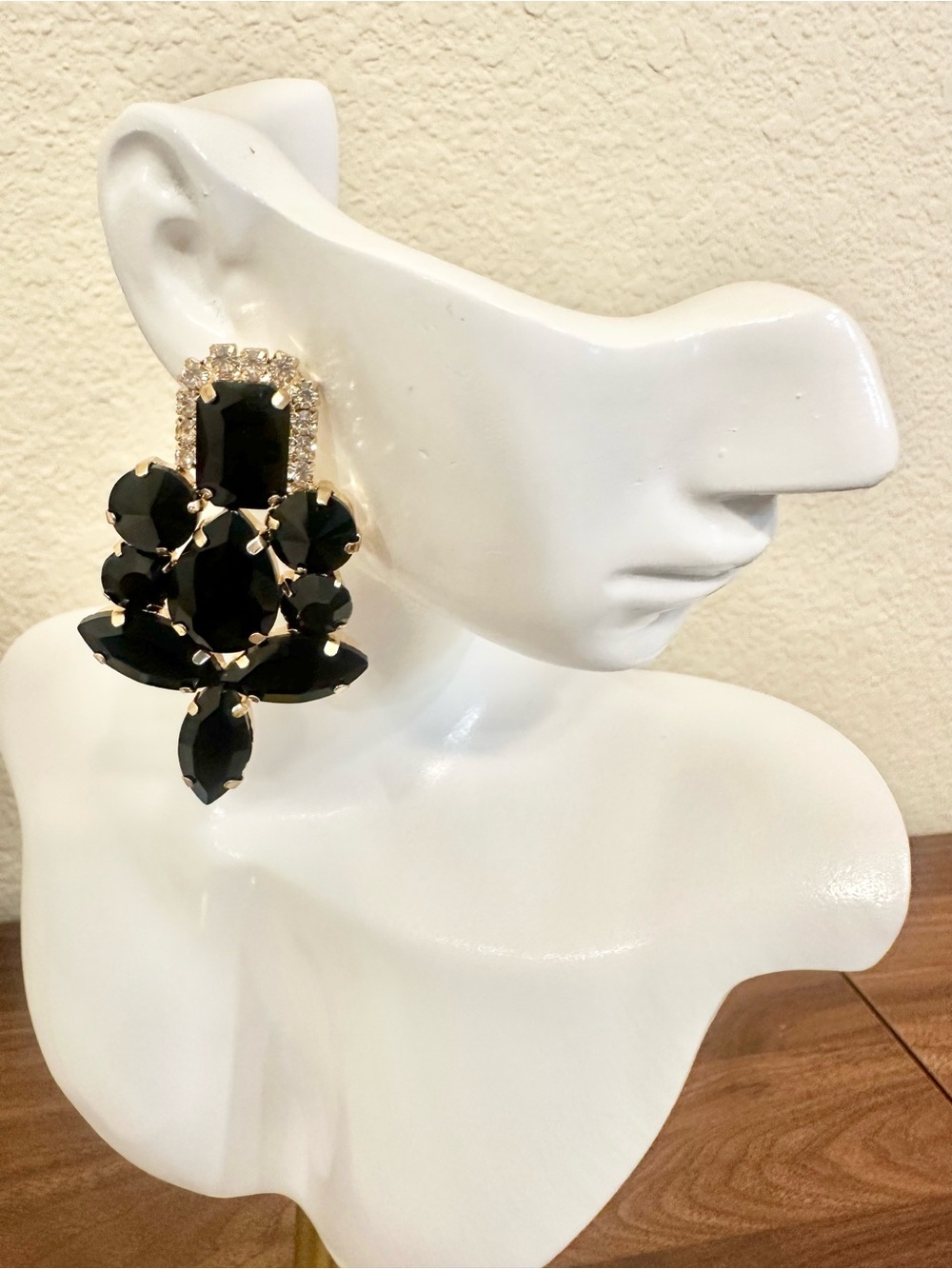 Elegant Black Crystal Statement Earrings